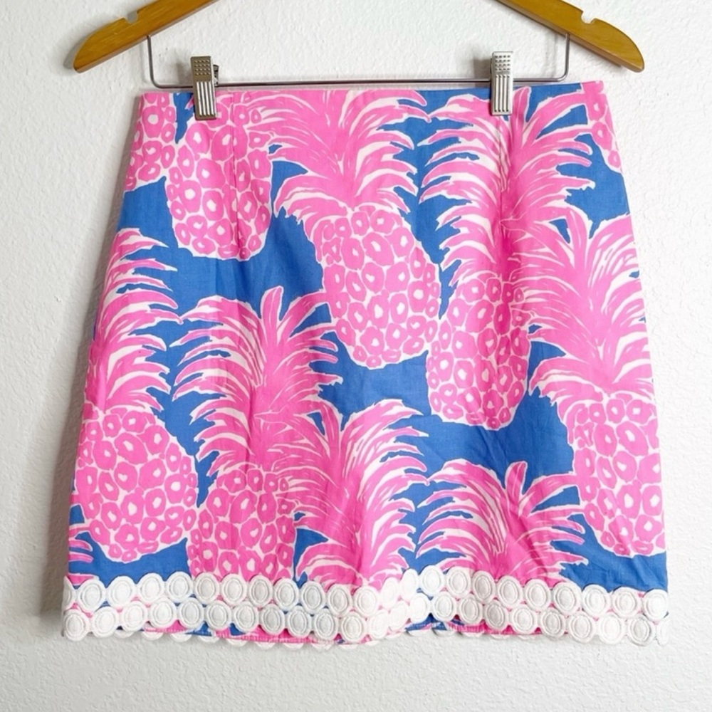 Lilly Pulitzer Pineapple Mini Skirt Pink & Blue Size 6